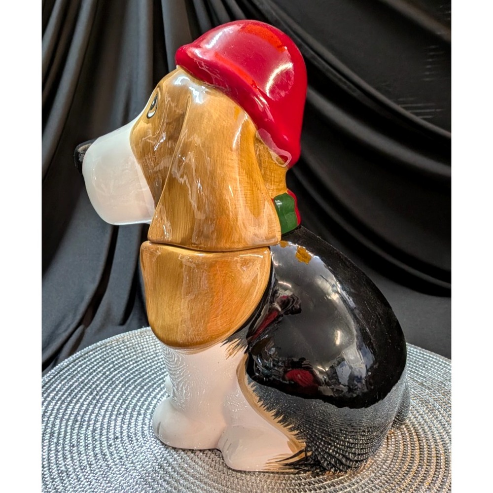Pioneer Woman  Basset Hound 11" Cookie Jar Holiday  Christmas  Dog Puppy - Picture 3 of 7